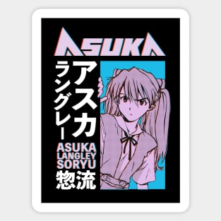 Asuka Langley Manga Girl Edit Pastel Pink Baby Blue Sticker